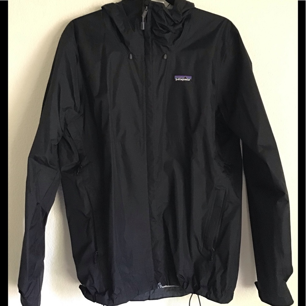 PATAGONIA Black Waterproof Rain Jacket Windbreaker